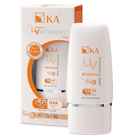 KA UV Protection Whitening Cream SPF 50 PA+++ (Pastel) 50g ครีมกันแดดสีเนื้อ สำหรับผิวหน้า สูตร Oil Free ช่วยปรับสภาพสีผิวให้กระจ่างใสขึ้น